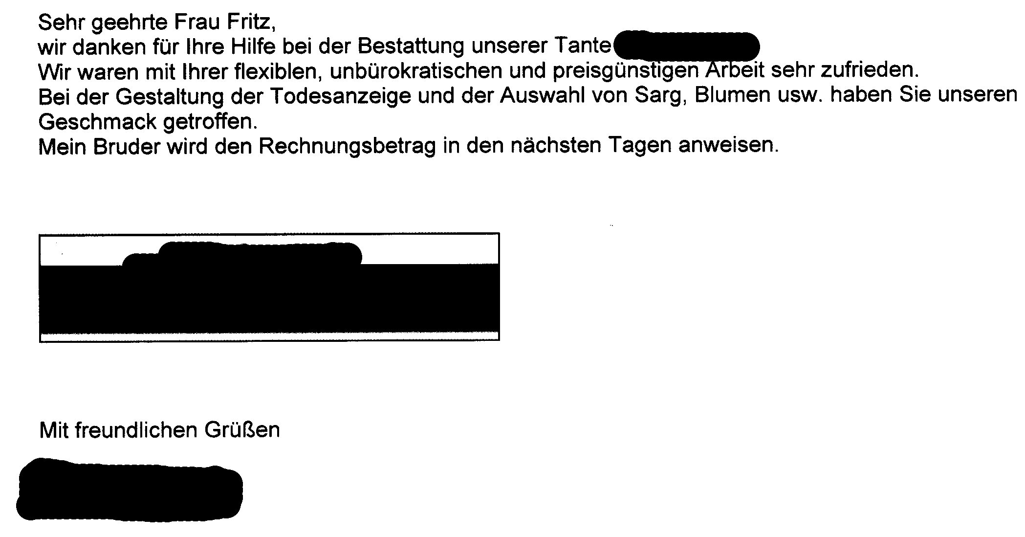 Beerdigung Kötz Beerdigung Feedback. Kundenstimmen. Danke